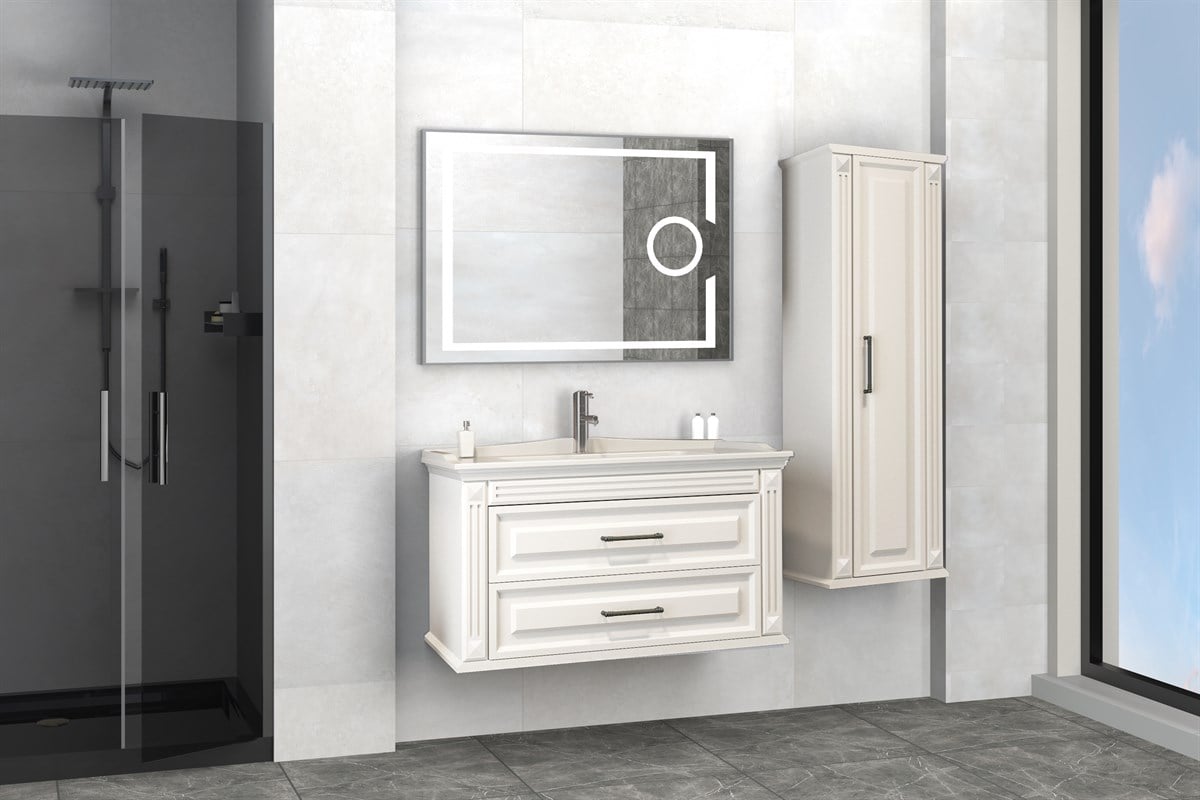 MOSKOVA 100 CM BANYO DOLABI - BEYAZ (BOY DOLAP DAHİL)