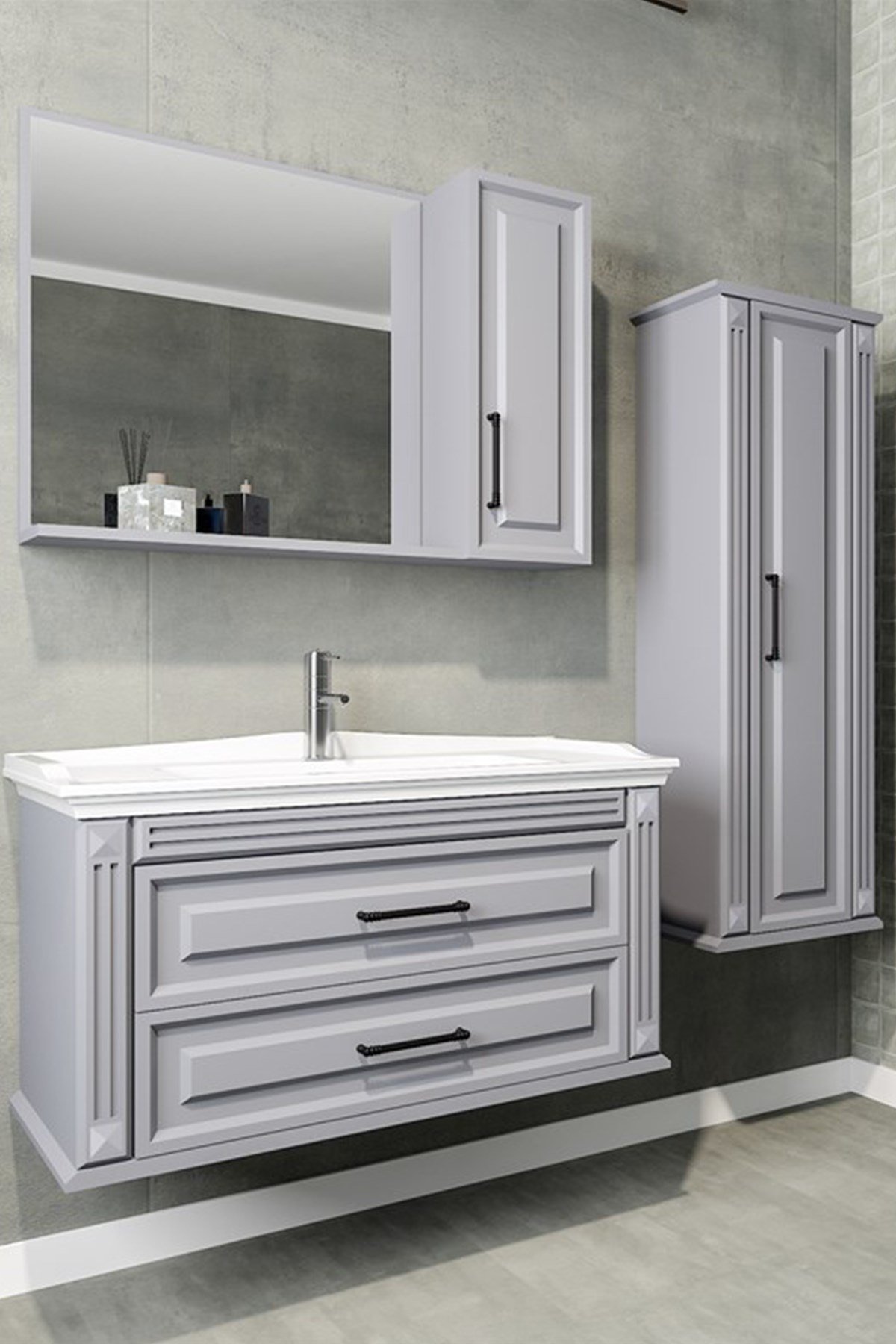 MOSKOVA 100 CM BANYO DOLABI-GRİ (BOY DOLAP HARİÇ )