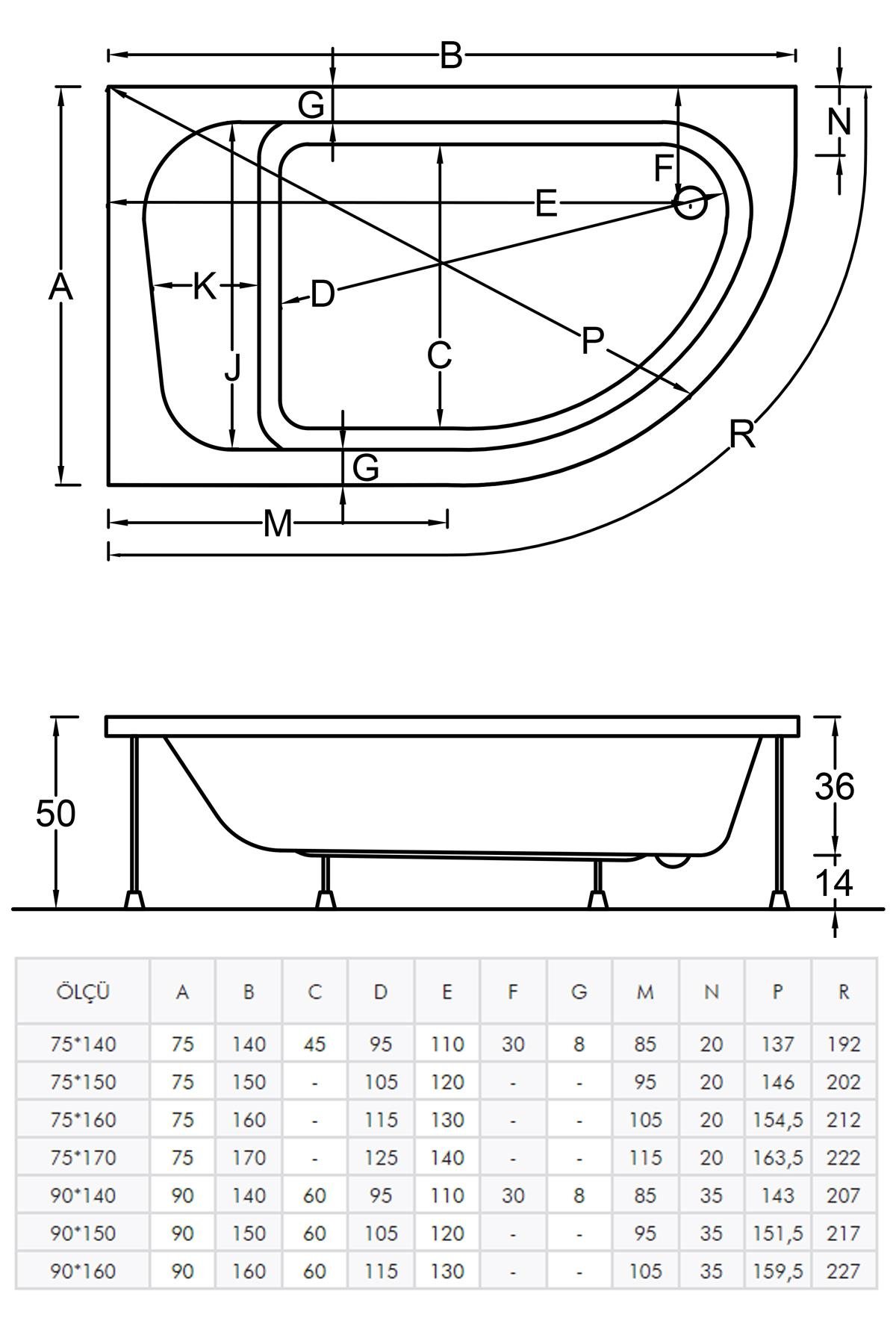 NETDEKO Tureng Asimetrik Oval Küvet