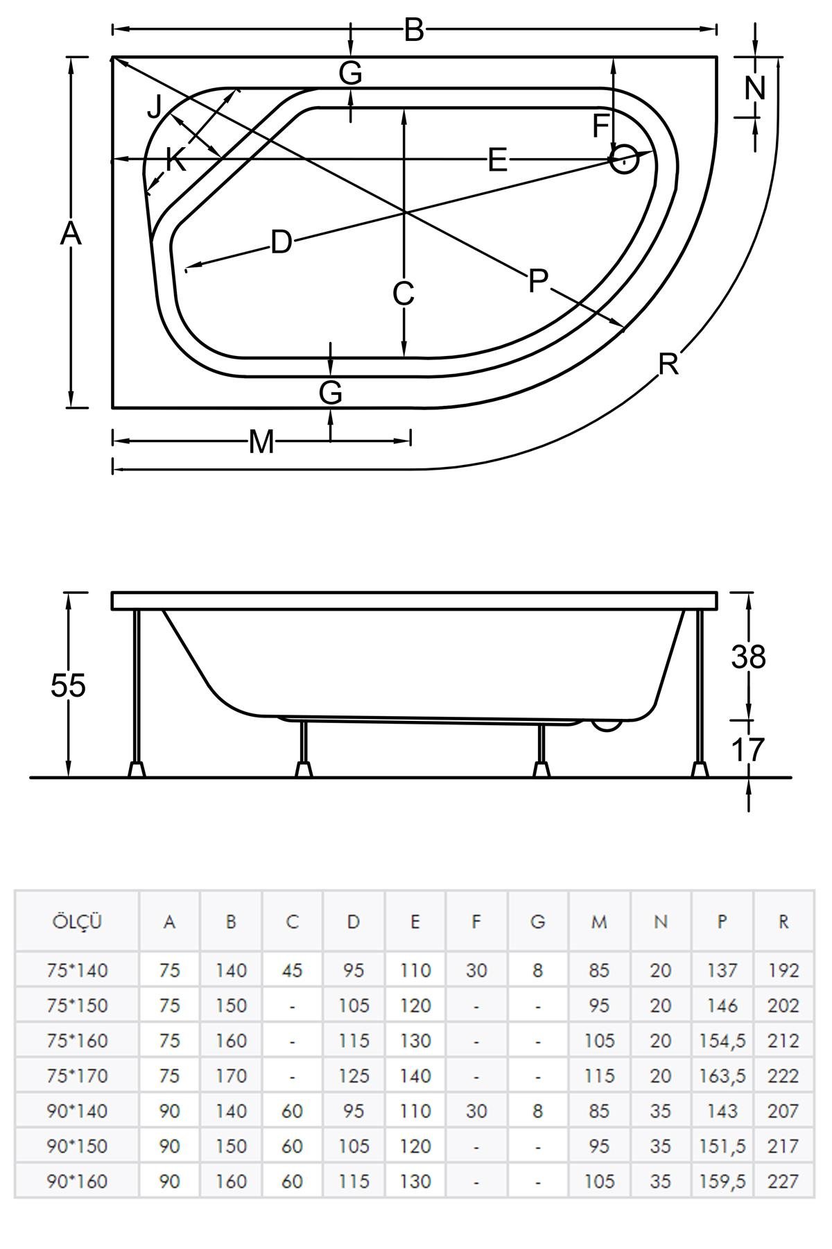 NETDEKO Tureng Asimetrik Oval Küvet