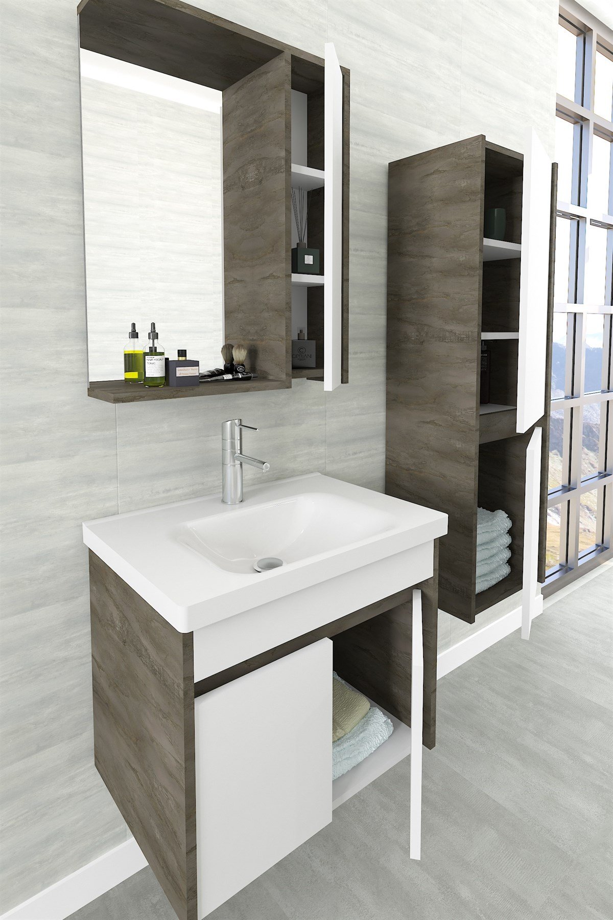 NİCE 65 CM  BANYO DOLABI- BEYAZ/İRONY (BOY DOLABI HARİÇ)