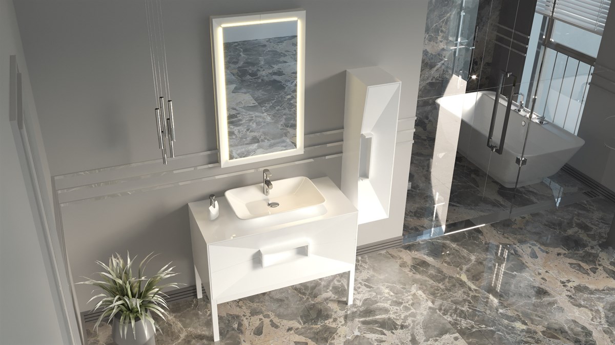 OMENTE 100CM BANYO DOLABI-BEYAZ(BOY DOLAP DAHİL )