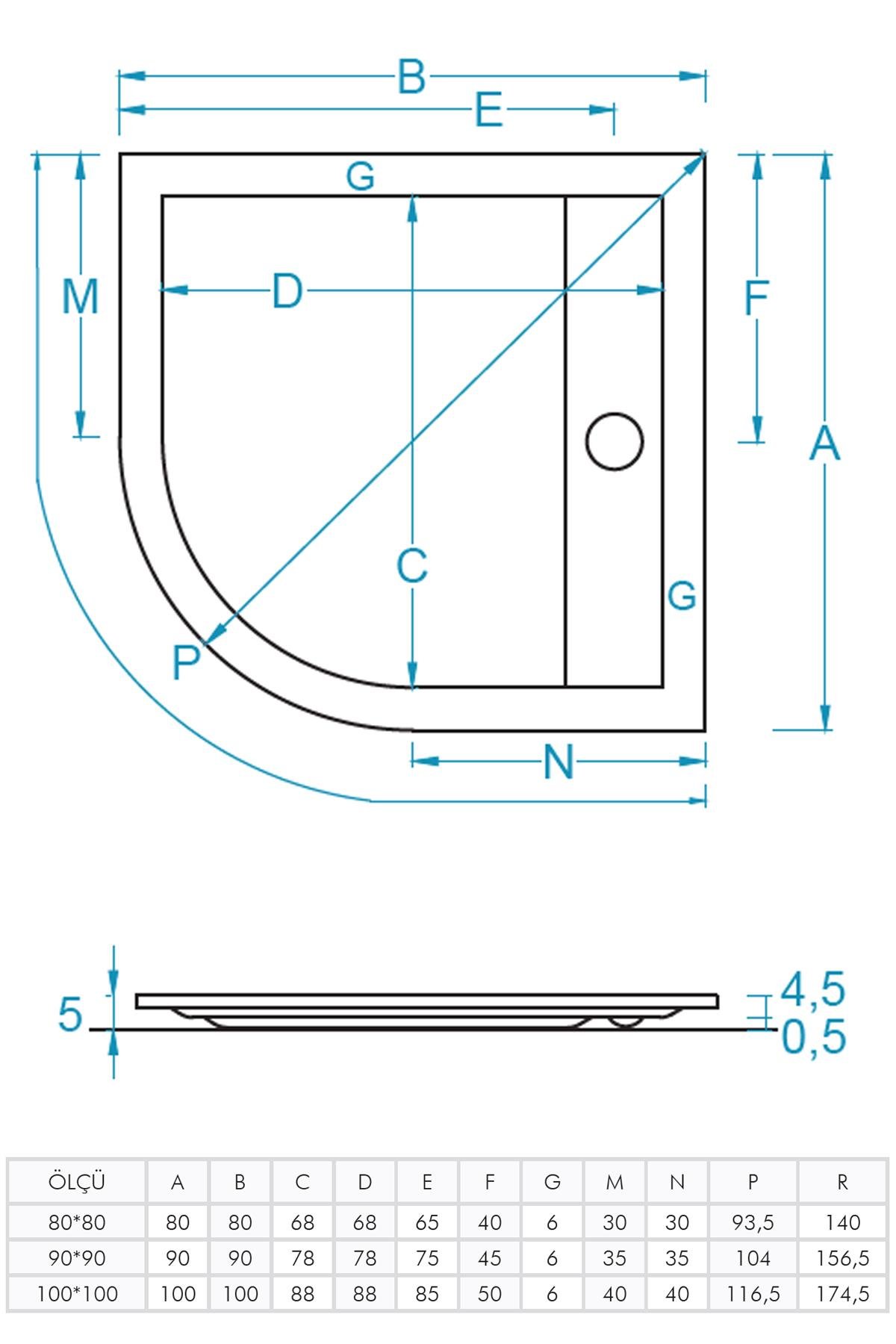 Ran Oval Paslanmaz Sifonlu Flat Duş Teknesi
