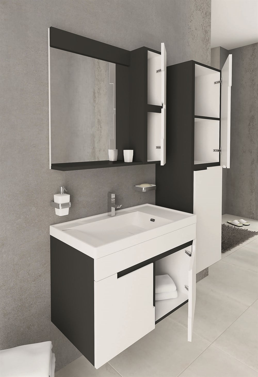 TEMPO 80 CM CM BANYO DOLABI (BOY DOLAP DAHİL )