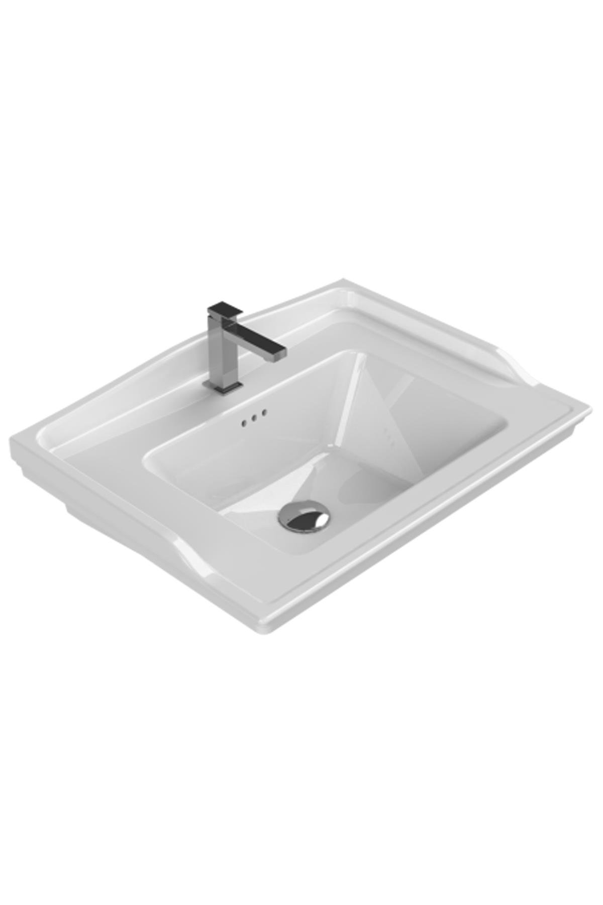 Turkuaz 80*48 cm Kapadokya  Etejerli Lavabo