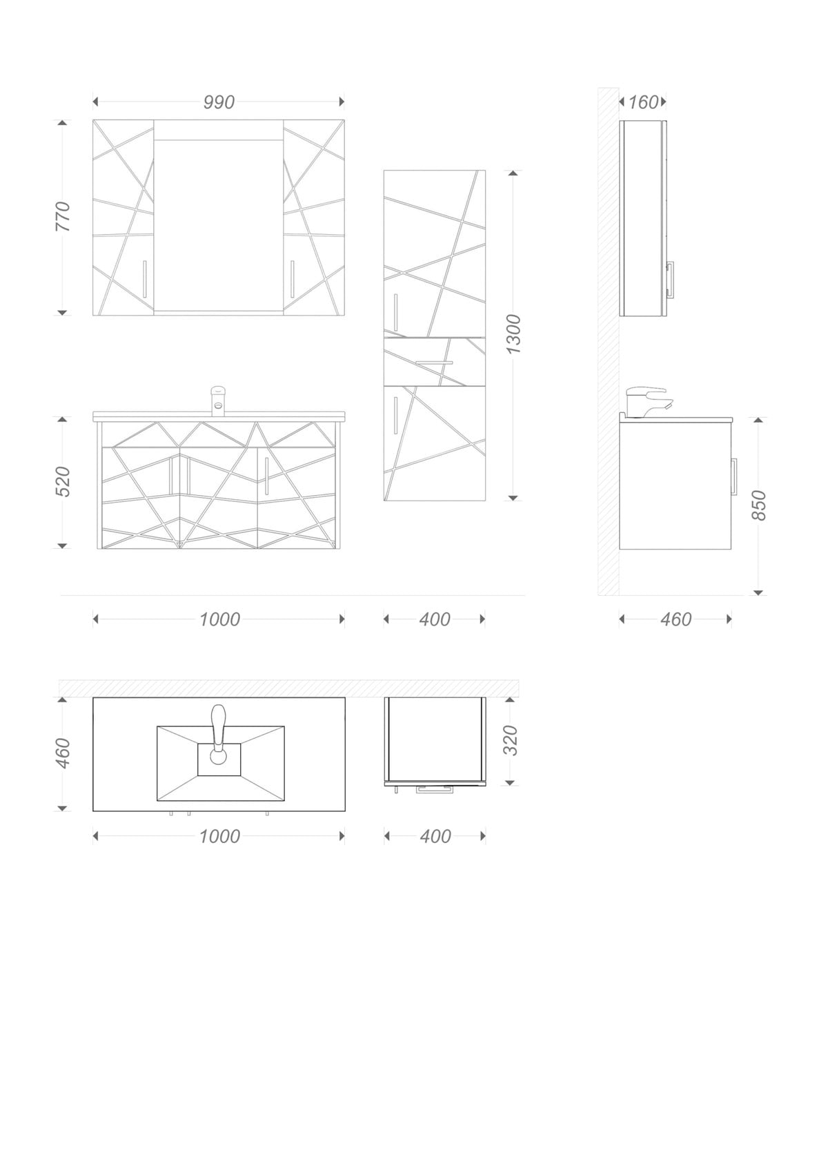 VİCTORİA 100 CM CM BANYO DOLABI (BOY DOLAP DAHİL )