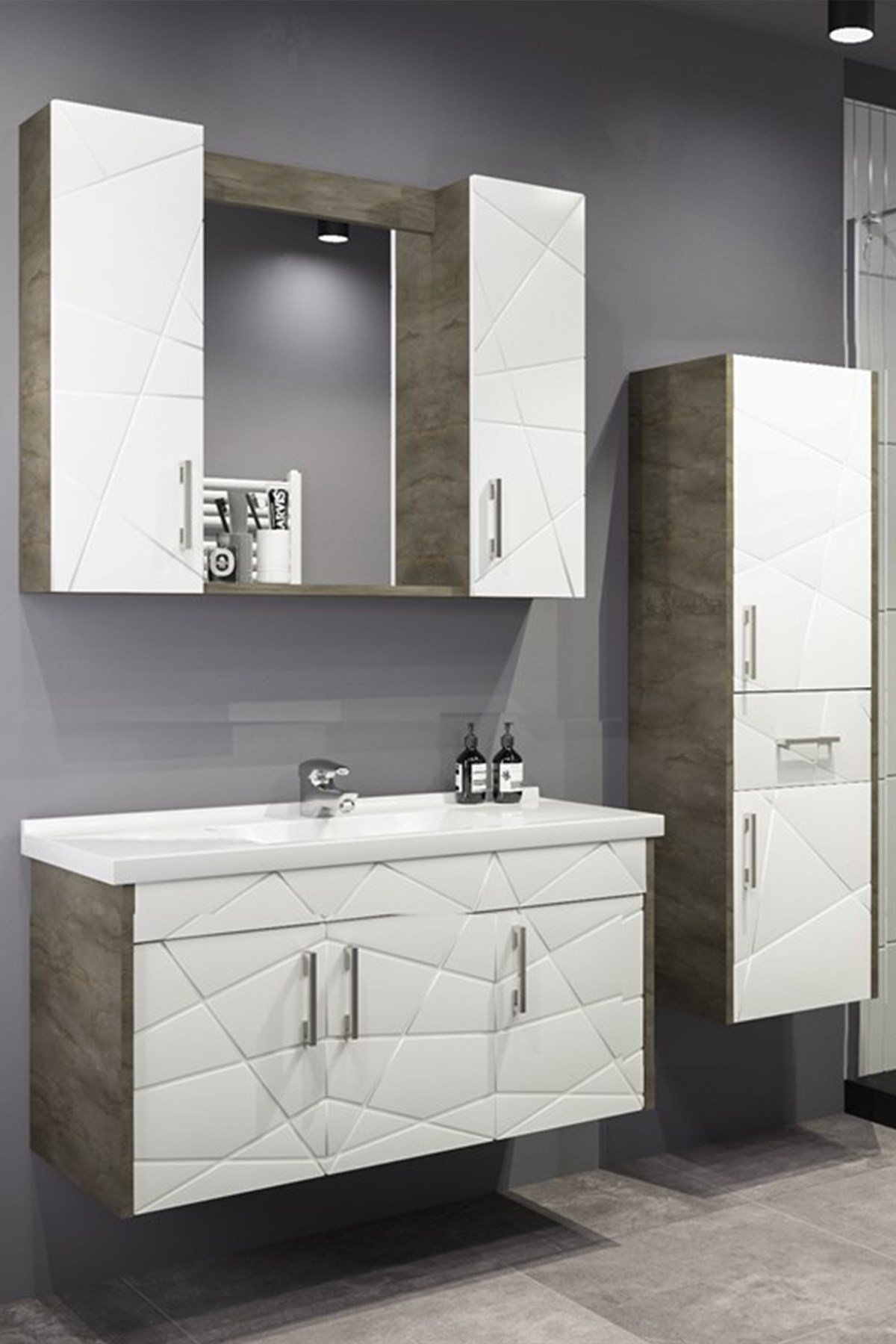 VİCTORİA 100 CM CM BANYO DOLABI (BOY DOLAP DAHİL )