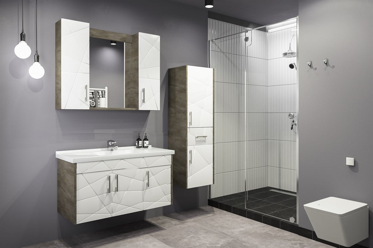 VİCTORİA 100 CM CM BANYO DOLABI (BOY DOLAP DAHİL )