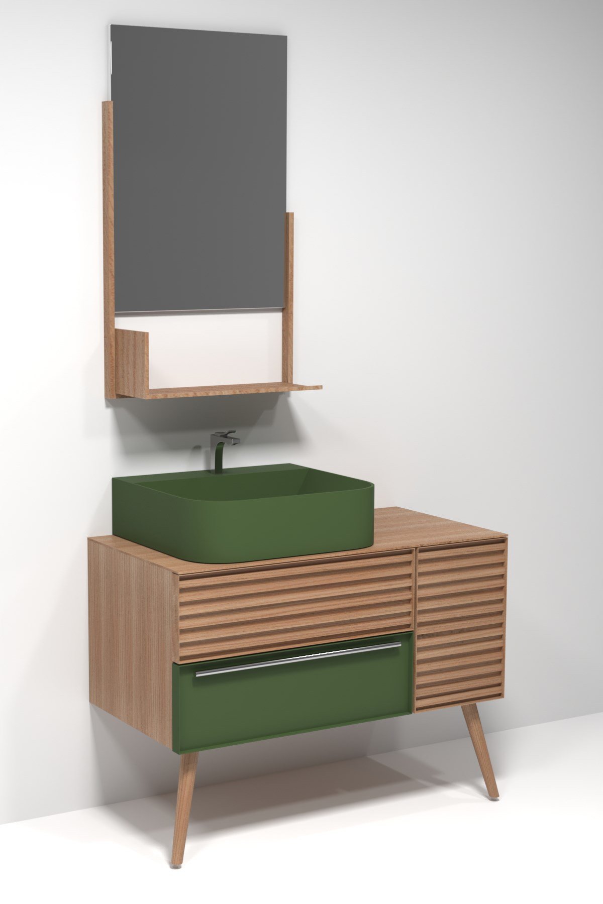 ZELENA 100 CM BANYO DOLABI - YEŞİL / MEŞE
