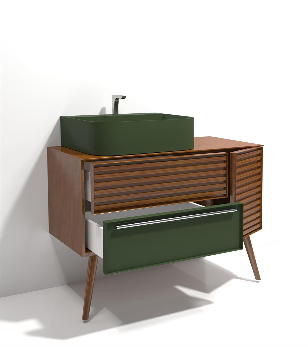ZELENA 100 CM BANYO DOLABI - YEŞİL / MEŞE