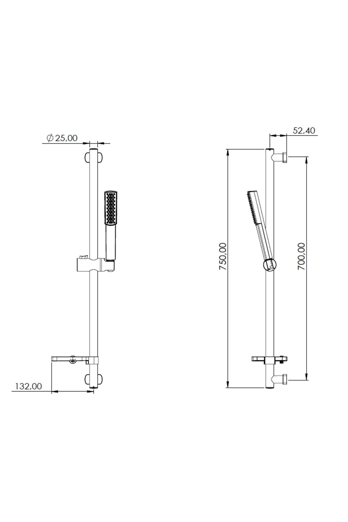 TeskaGanj Sürgülü Duş Seti Stick-SiyahDR 102 108 02