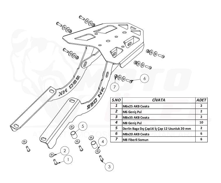 CF MOTO NK 250 ARKA PORT BAGAJ ÇANTA DEMİRİ 2023