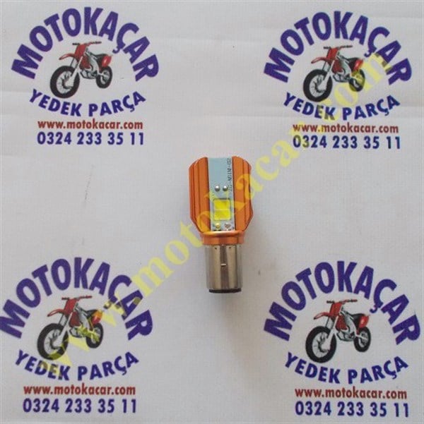 MOTOSİKLET FANLI LED FAR AMPULÜ RTD 35/35W 12V (UZUN KISA) BEYAZ