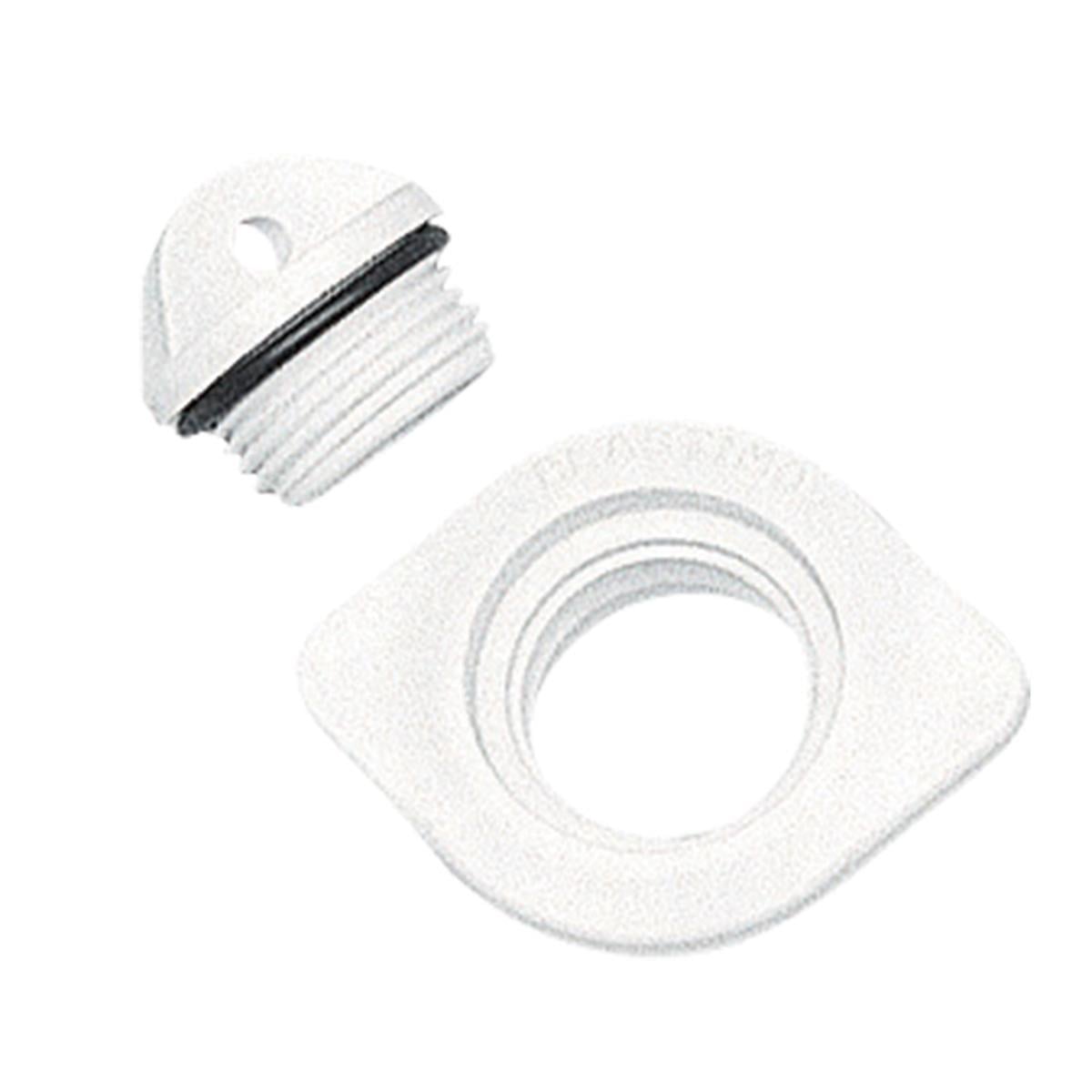  Drain Socket w/Plug, Oval, Plain, 48x36mm, White 