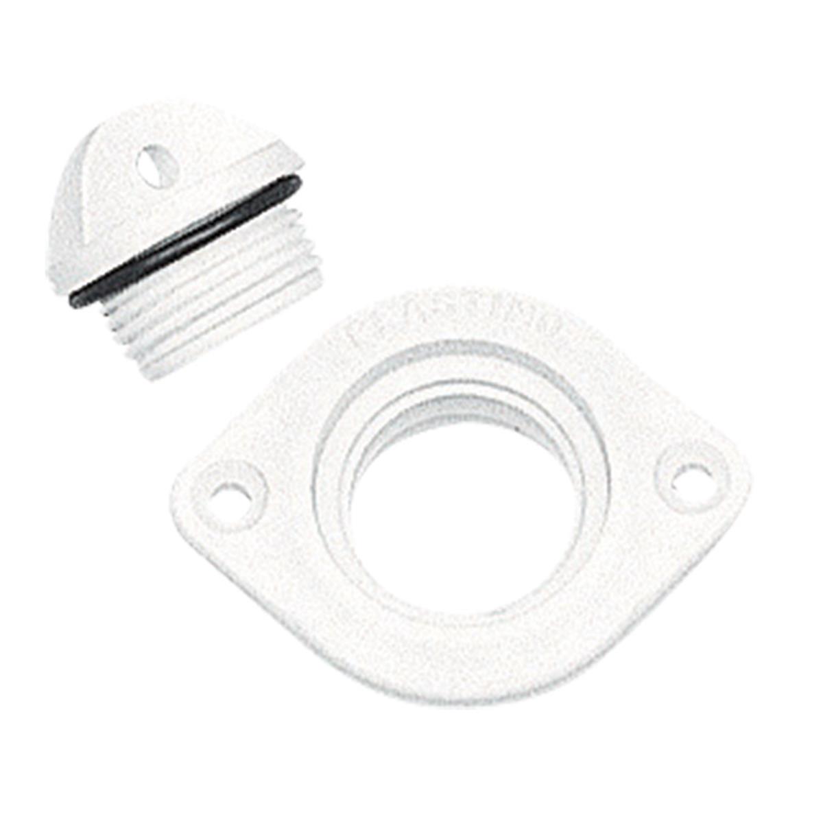  Drain Socket w/Plug, Oval w/2 Holes, 48x36mm, White 