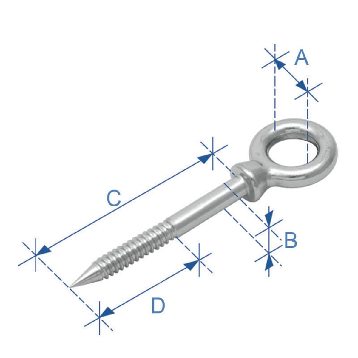  Gözlü Ağaç Vidası, Inox 316, 10x120Mm 