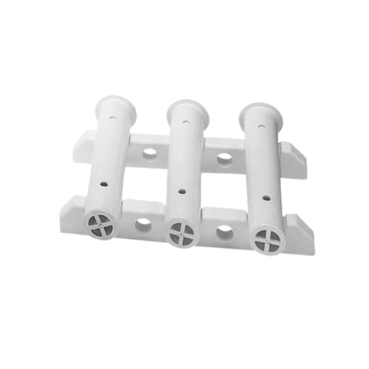  Storage Rack Set for 3 Rods, Bulkhead Mount, White 