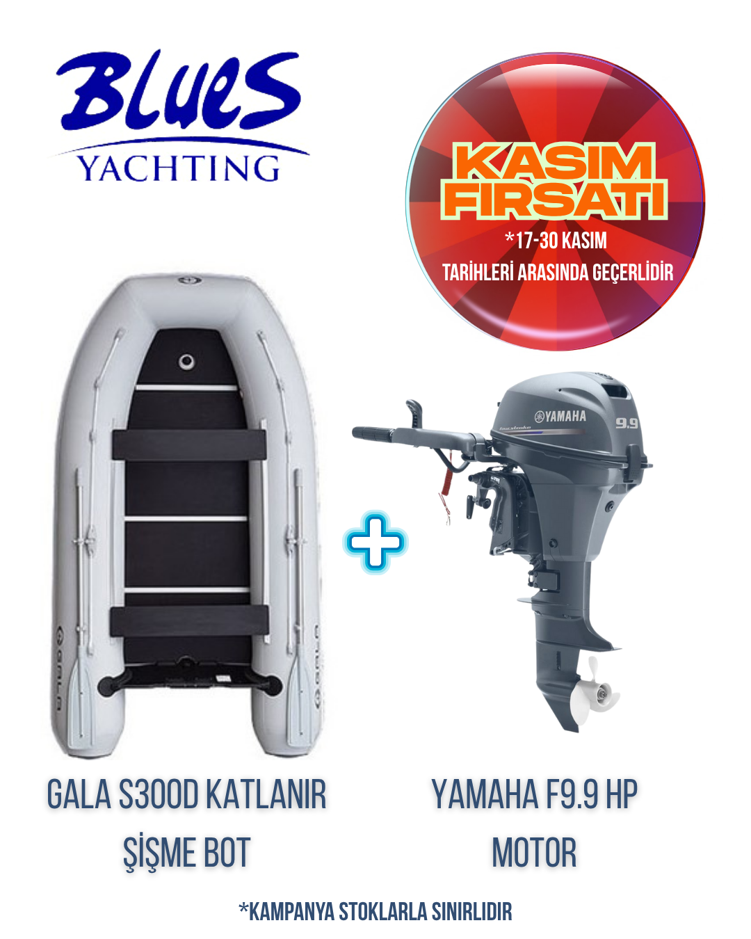 GALA S300D AHŞAP KATLANIR ŞİŞME BOT ve YAMAHA F9.9 JMHS DIŞTAN TAKMA MOTOR