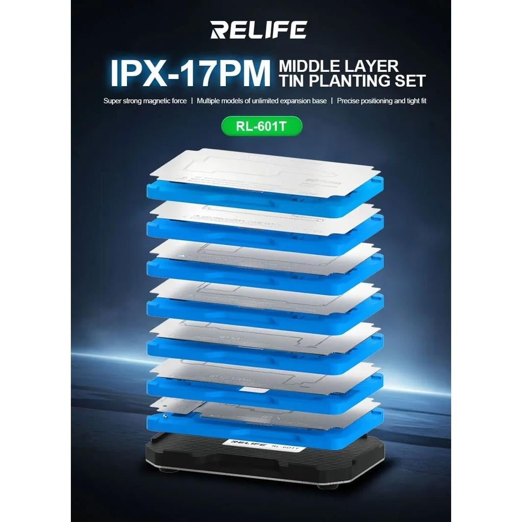 Relife RL-601T 31'i 1 Arada Orta Katman Kalay Dikme BGA Reballing Platform Seti (iPhone X – 17 Pro Max)