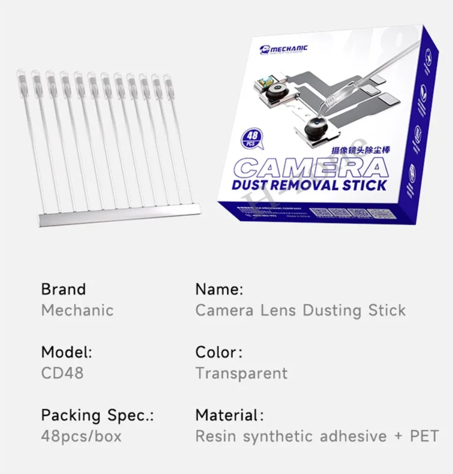 Mechanic CD48 Synthetic Resin Gel Stick Kamera Lensi ve Telefon Toz Temizleme Çubuğu 48 Adet