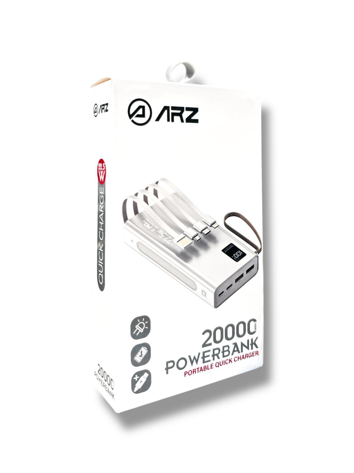 ARZ-003 Powerbank Taşınabilir Hızlı Şarj Cihazı Beyaz 20000 mAh