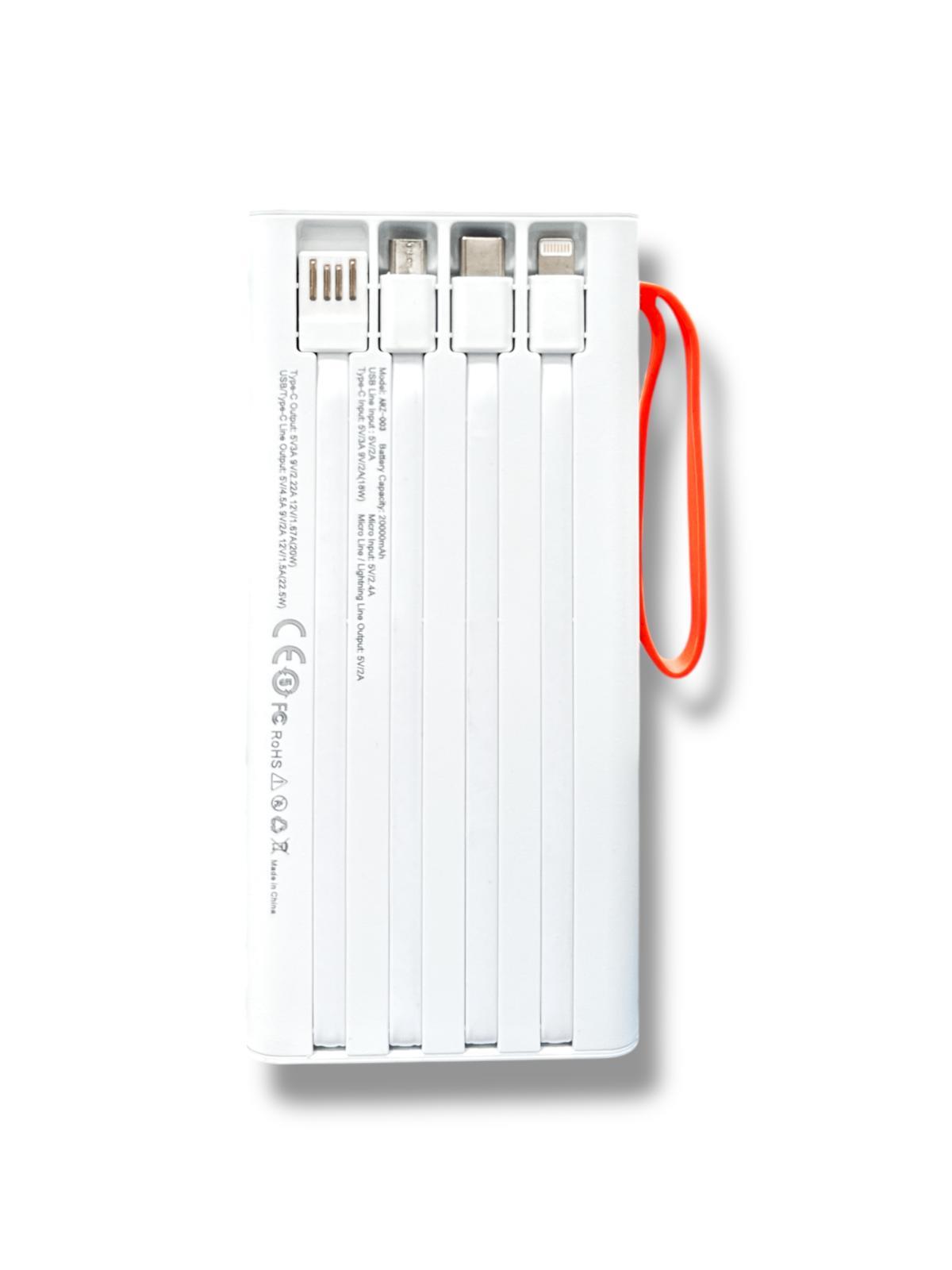 ARZ-003 Powerbank Taşınabilir Hızlı Şarj Cihazı Beyaz 20000 mAh