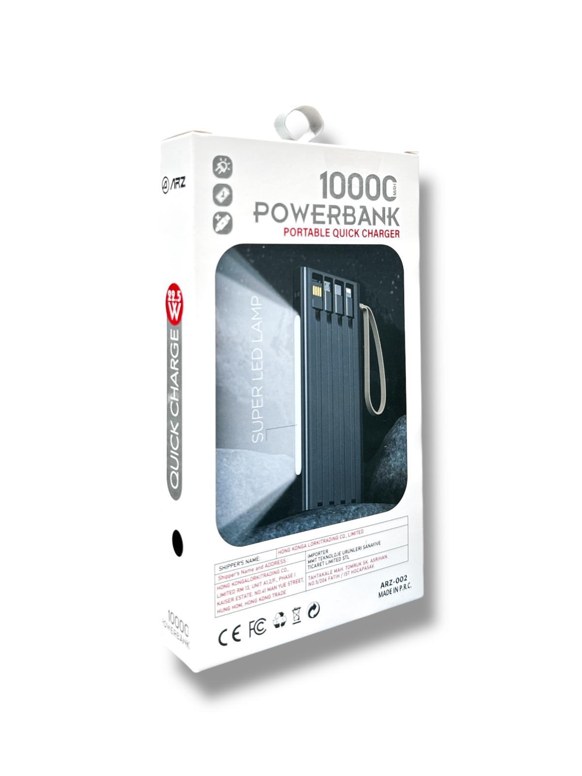 ARZ-002 Powerbank Taşınabilir Hızlı Şarj Cihazı Beyaz 10000 mAh
