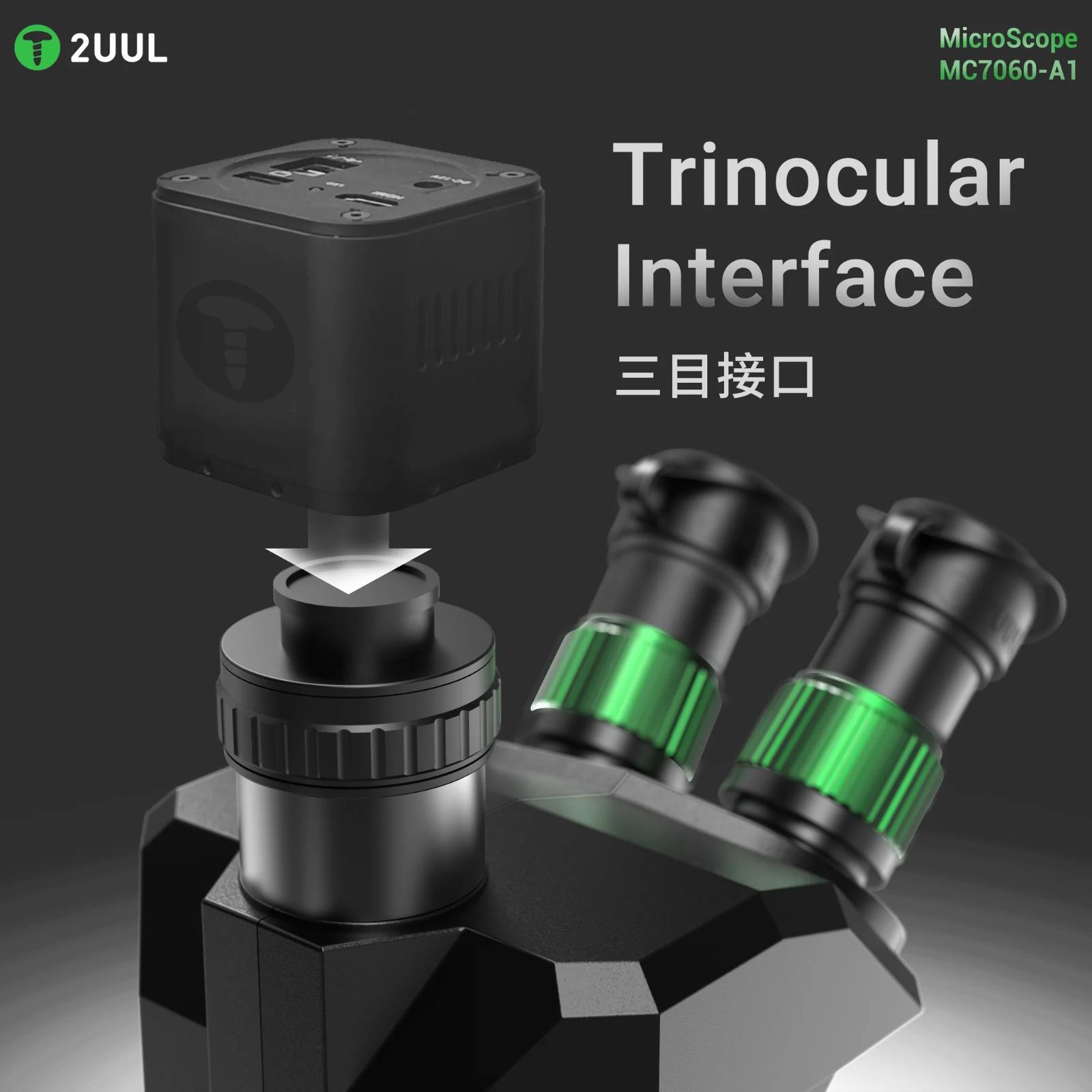 2UUL MC7060-A1 7-60X Senkron Zoom Trinoküler PCB Mikro Çalışma Mikroskobu