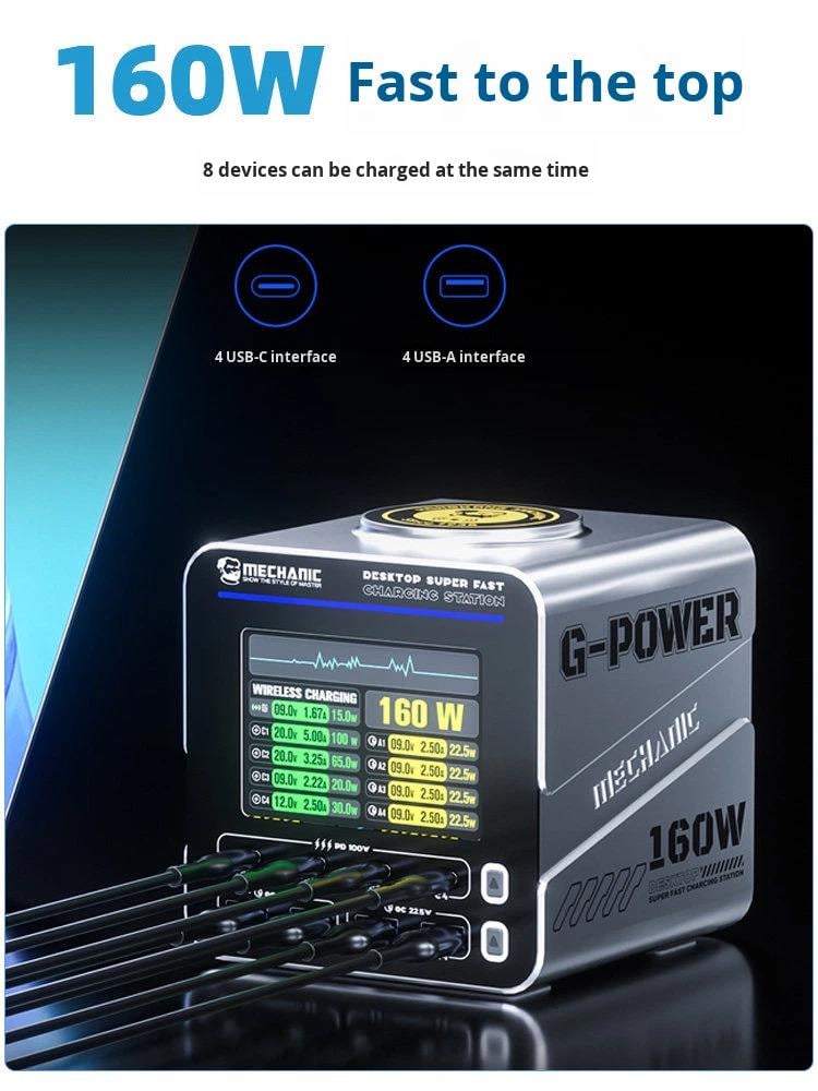 Mechanic E-Power PMechanic G-POWER 160W GaN Masaüstü Hızlı Şarj İstasyonu