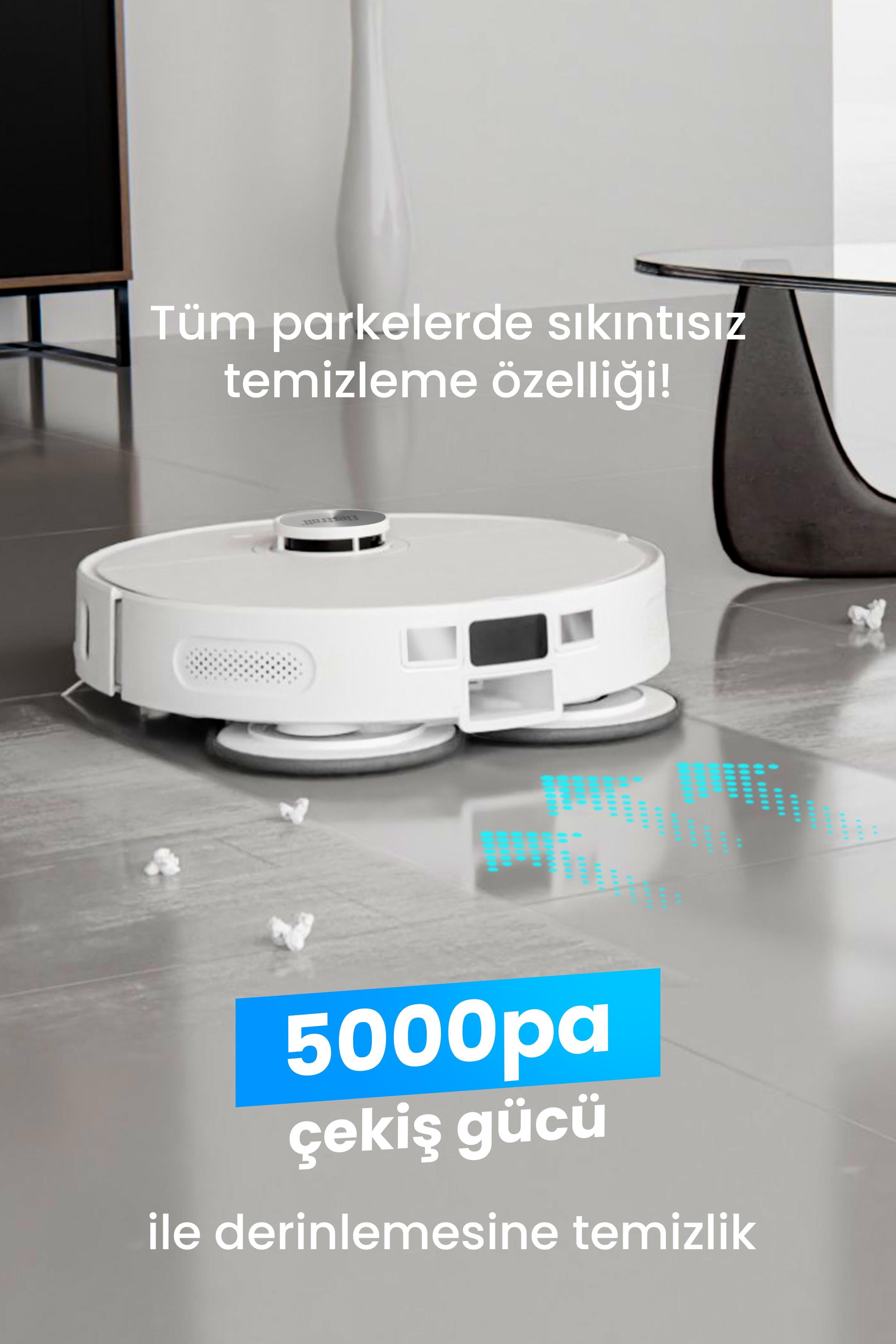 Electroll MaxPro 5000Pa Dual Cleaning System Su ve Toz Toplama Üniteli Robot Süpürge (Electroll Türkiye Garantili)