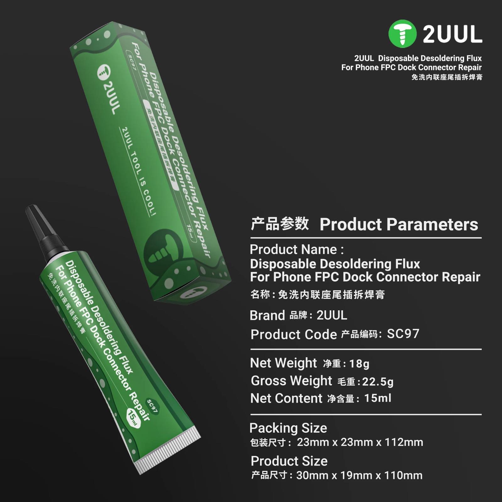 2UUL SC97 Telefon FPC Bağlantı Noktası Tamiri İçin Lehim Pastası ve Akısı 15ml