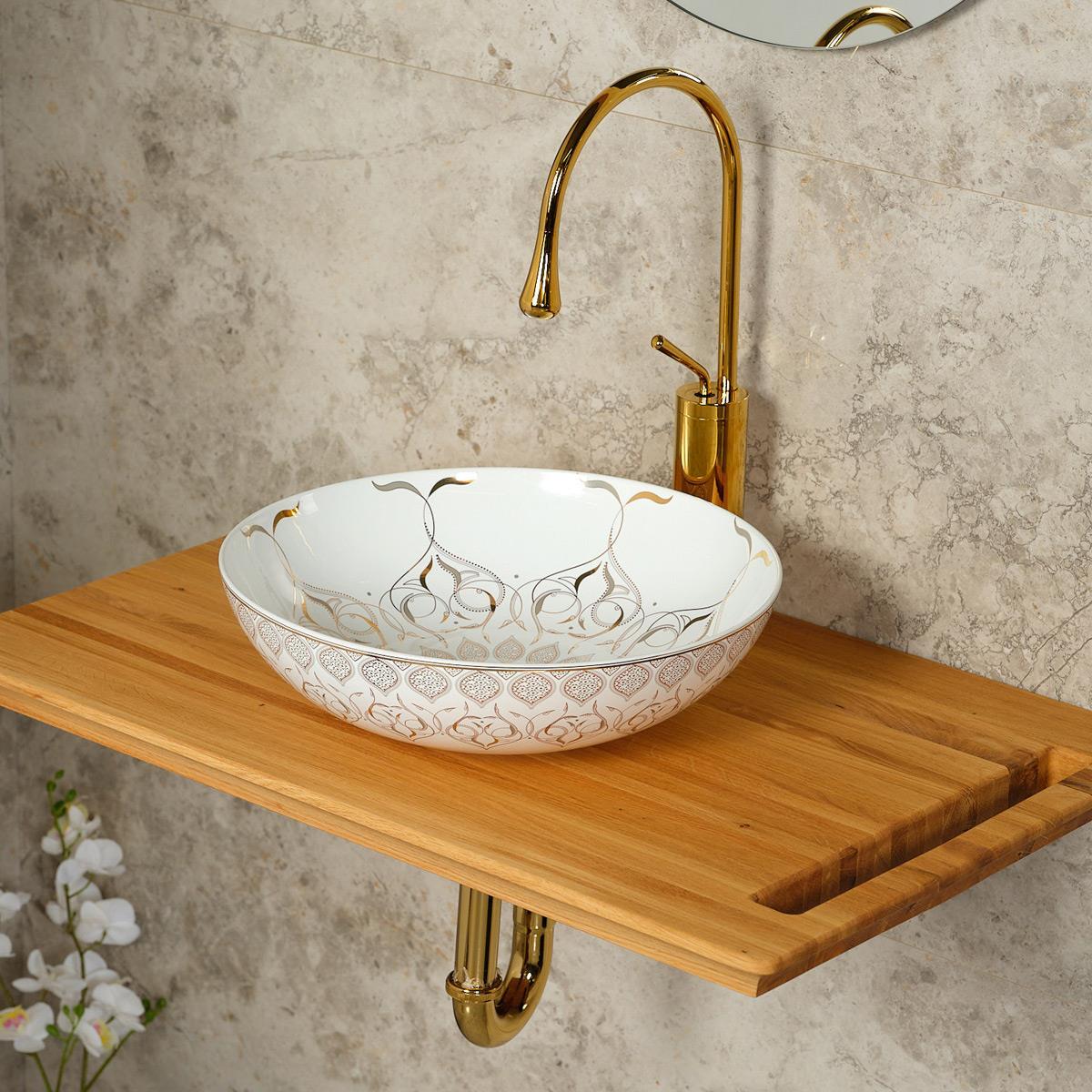 E-7032 Tezgah Üstü Lavabo Altın