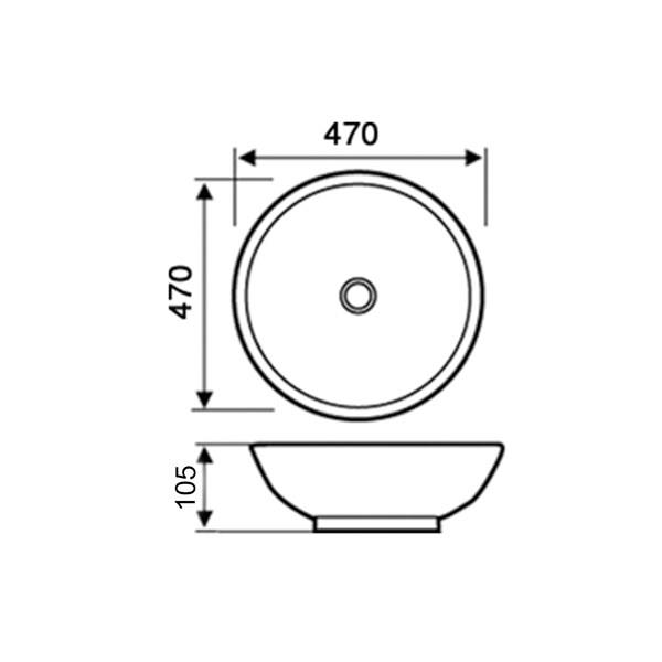 E-8134 Tezgah Üstü Porselen Lavabo