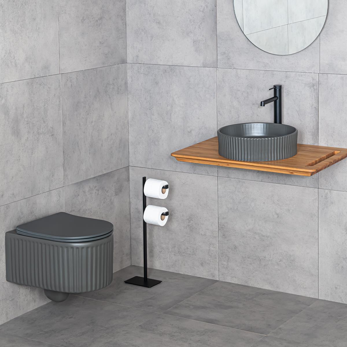 E-W1001MF Tezgah Üstü Mat Füme Lavabo