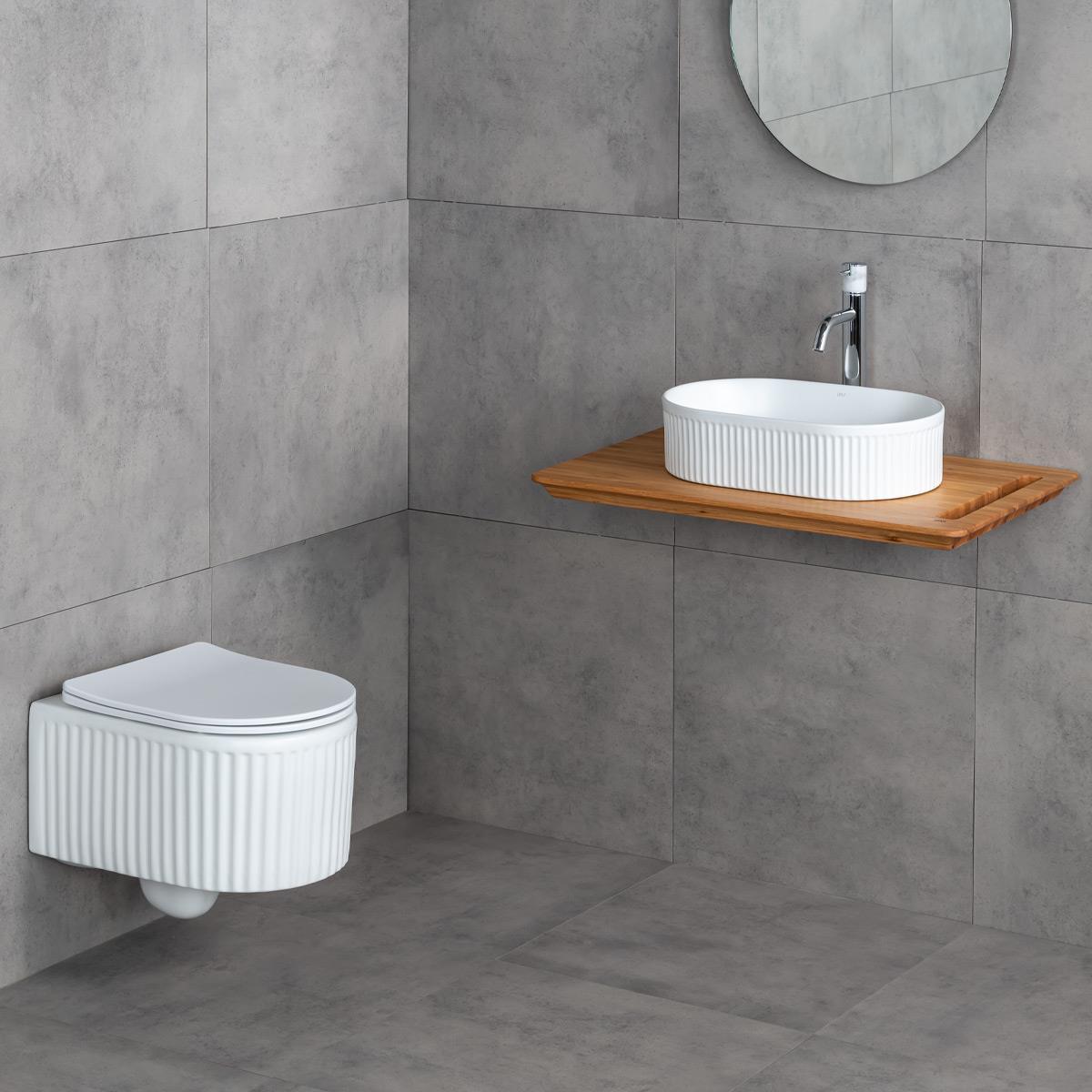 E-W1002MB Tezgah Üstü Mat Beyaz Lavabo