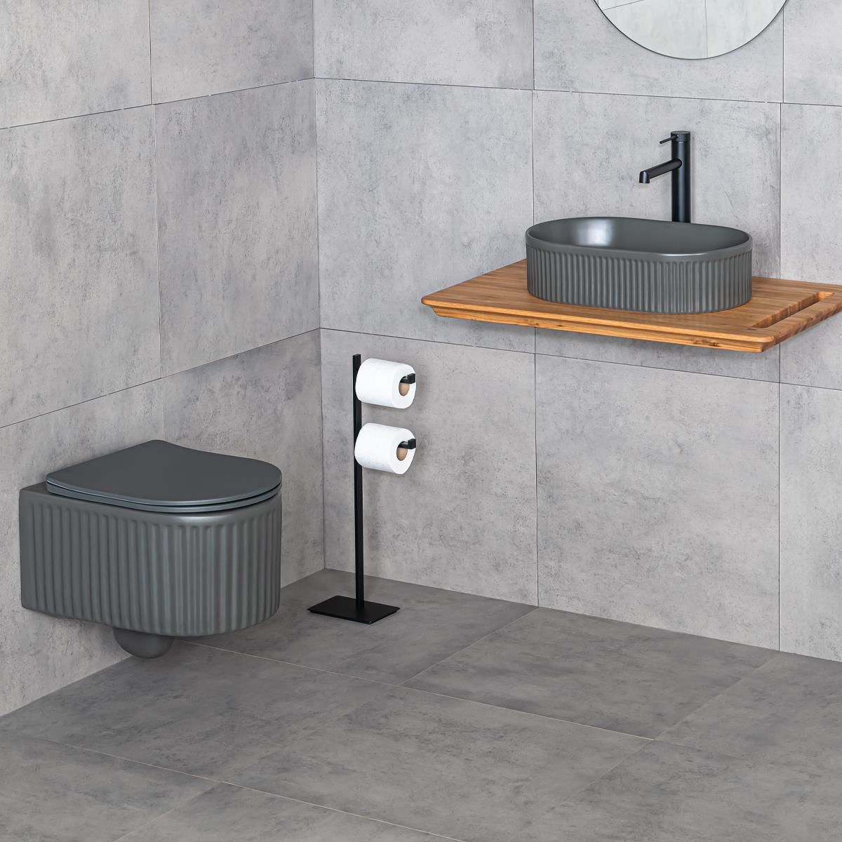 E-W1002MF Tezgah Üstü Mat Füme Lavabo