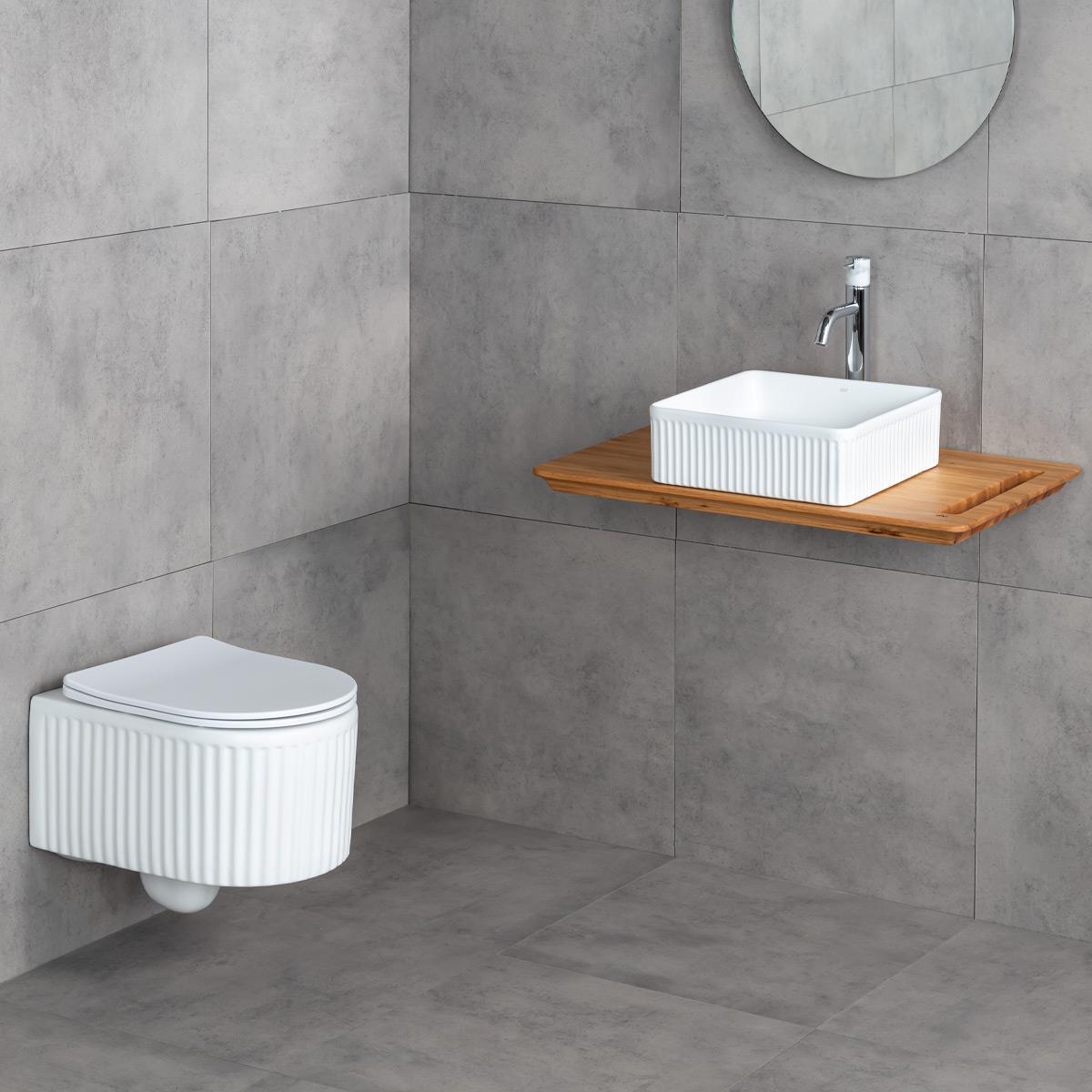 E-W1003MB Tezgah Üstü Lavabo Mat Beyaz