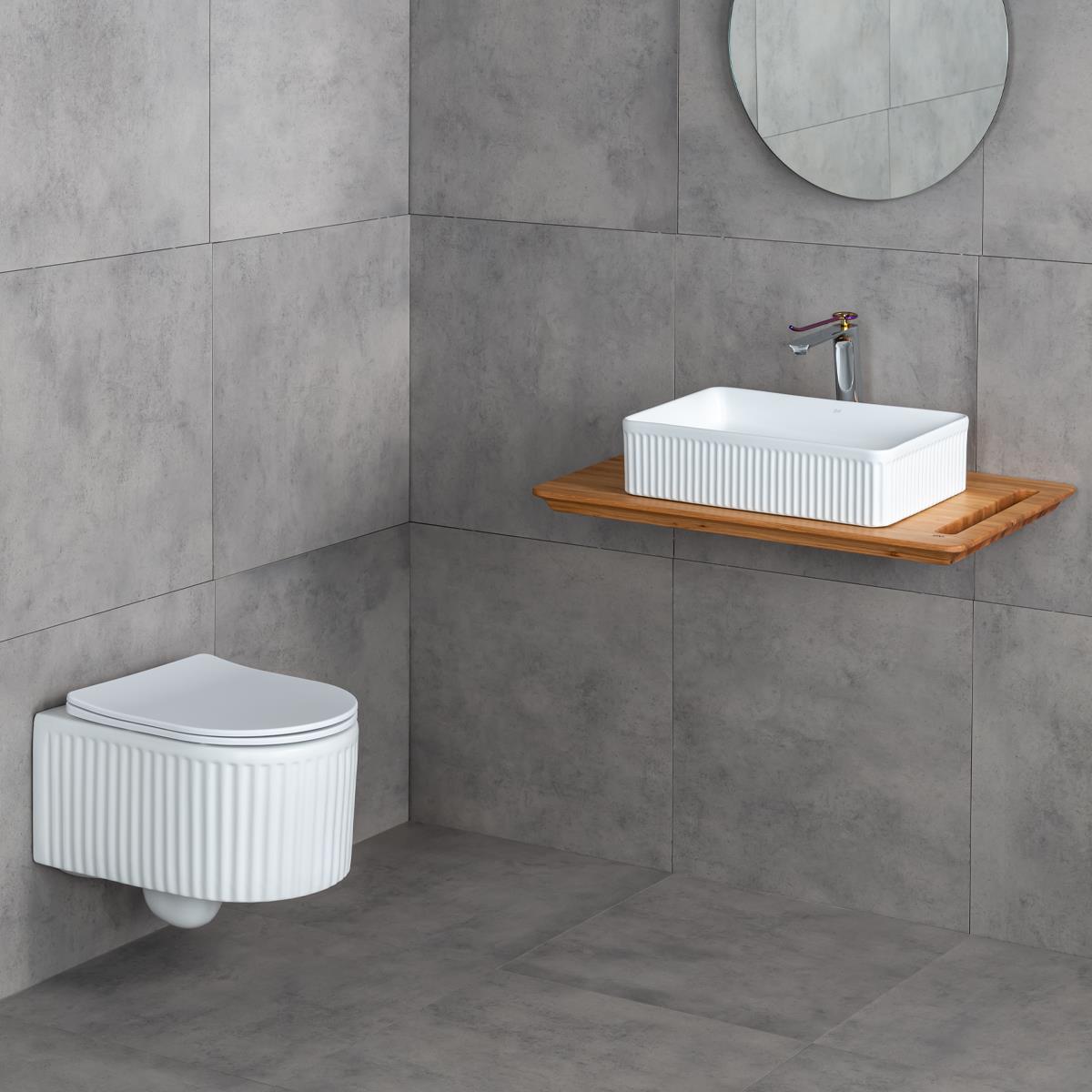 E-W1004MB Tezgah Üstü Lavabo Mat Beyaz