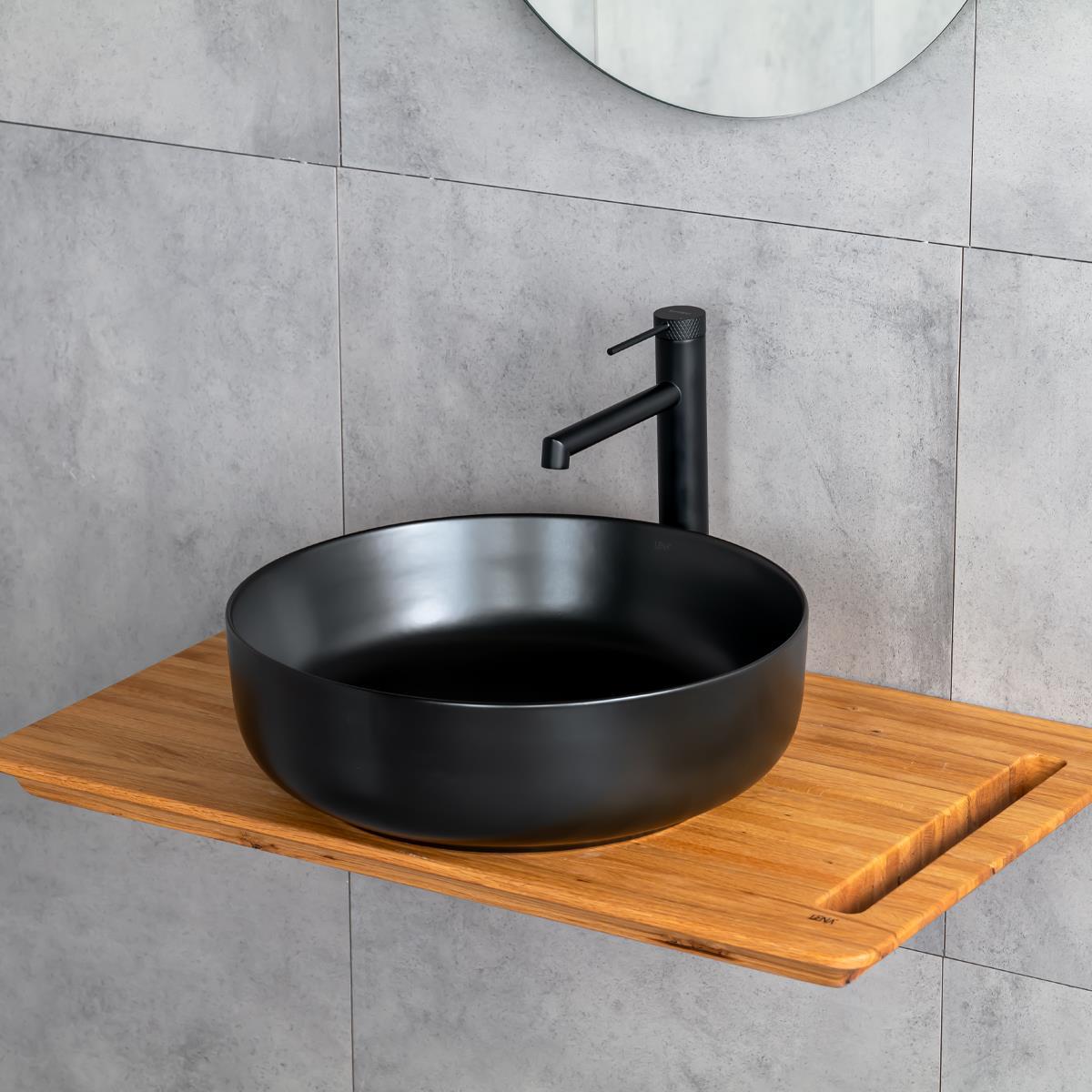 E-W1201MS Tezgah Üstü Lavabo Mat Siyah