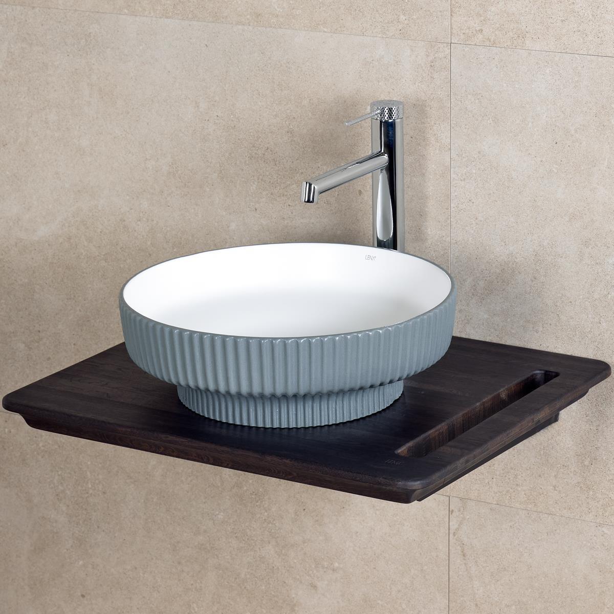 E-W1501MGB Tezgah Üstü Lavabo Mat Gri & Beyaz
