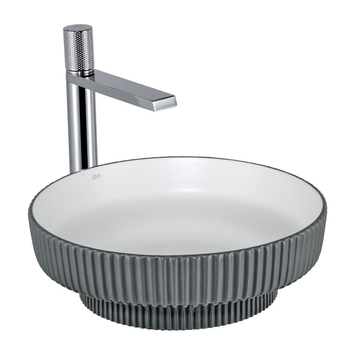 E-W1501MGB Tezgah Üstü Lavabo Mat Gri & Beyaz