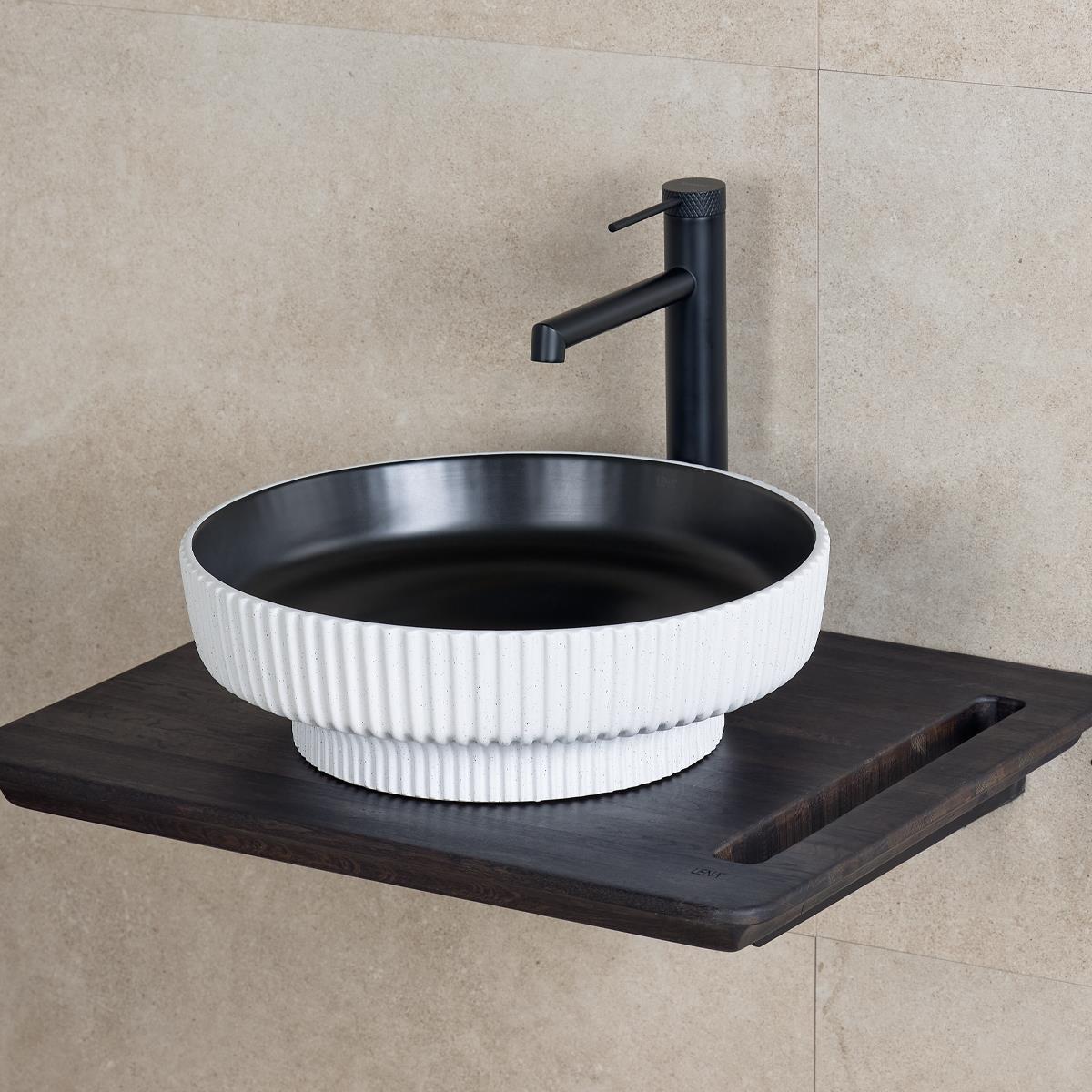 E-W1501MSB Tezgah Üstü Lavabo Mat Siyah & Beyaz