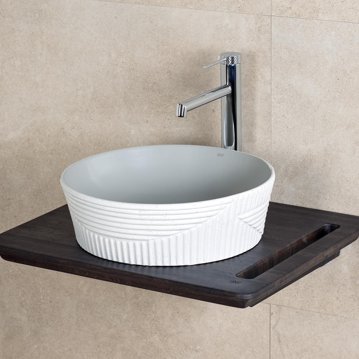 E-W1502MAG Tezgah Üstü Lavabo Mat Gri & Beyaz