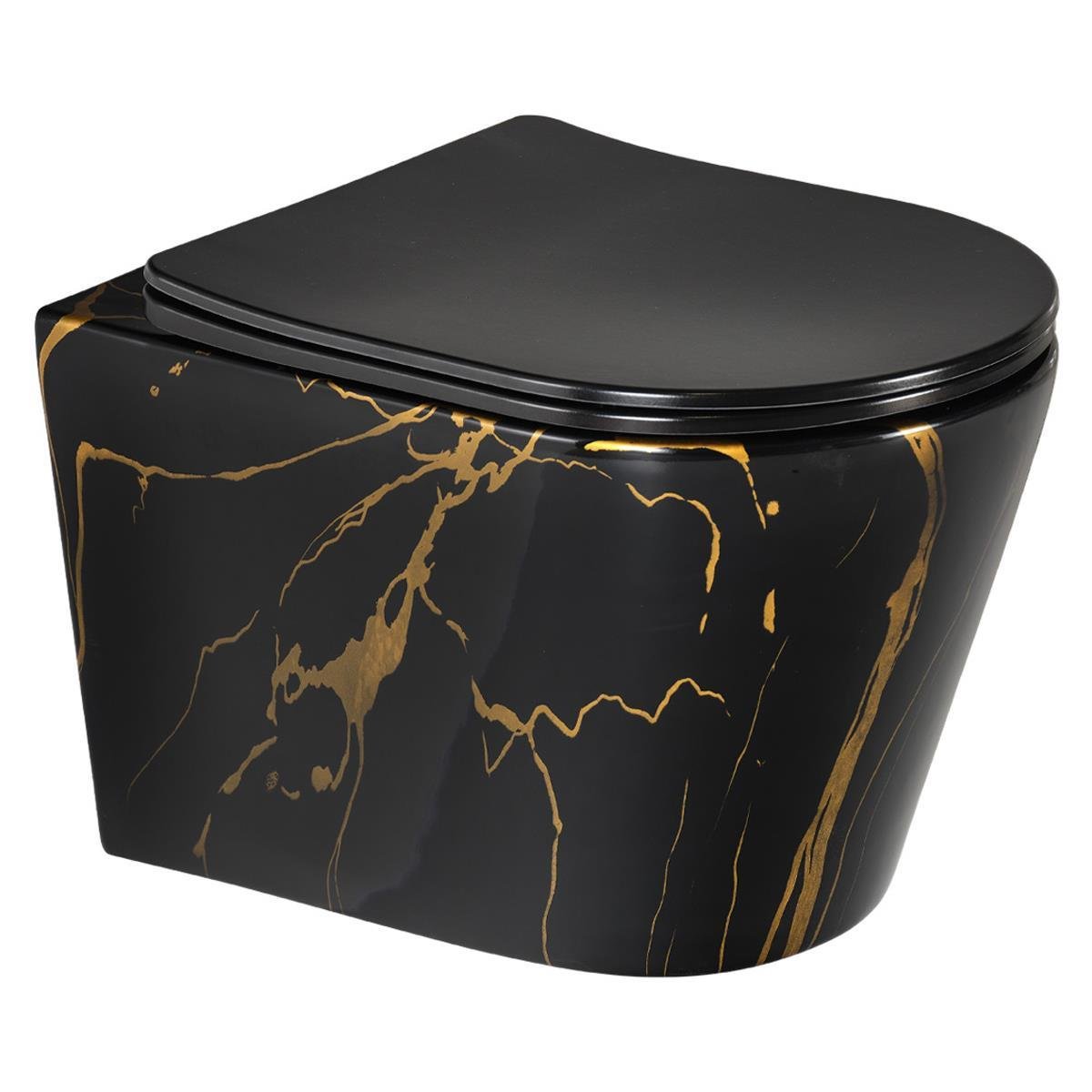 ET-H201M7 Asma Klozet Siyah Mermer Desenli