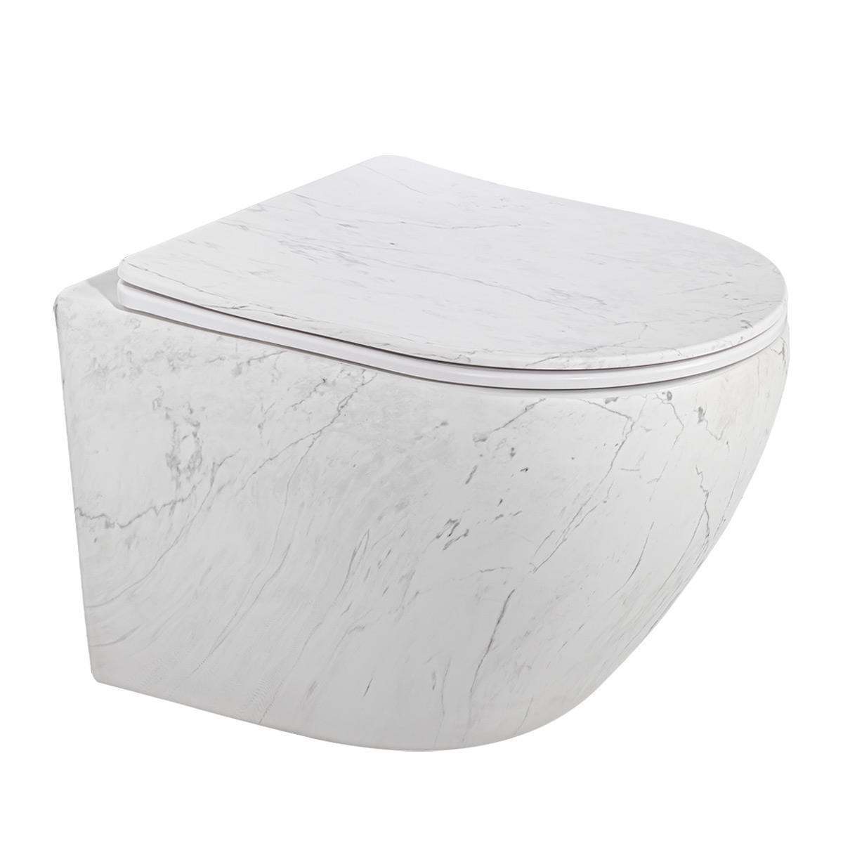 ET-W1200M8 Asma Klozet Mermer Desenli Mat Beyaz