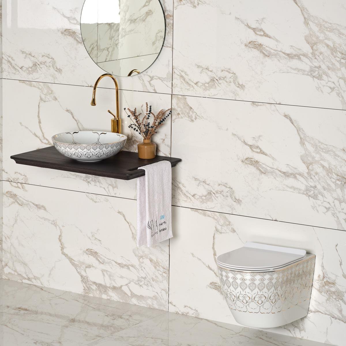 ET-Y7032BY Asma Klozet Beyaz & Altın