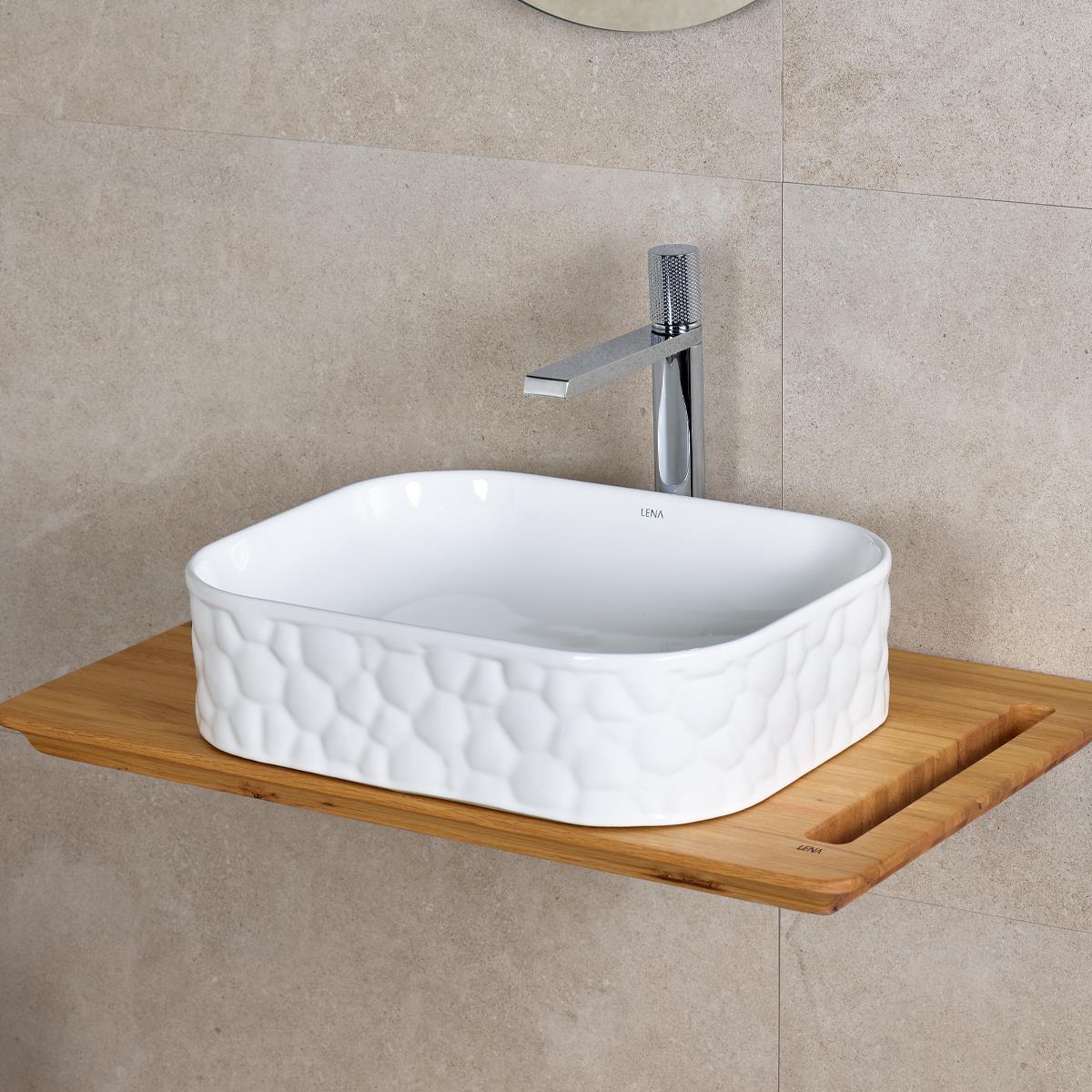 EY-4709 Tezgah Üstü Lavabo Parlak Beyaz