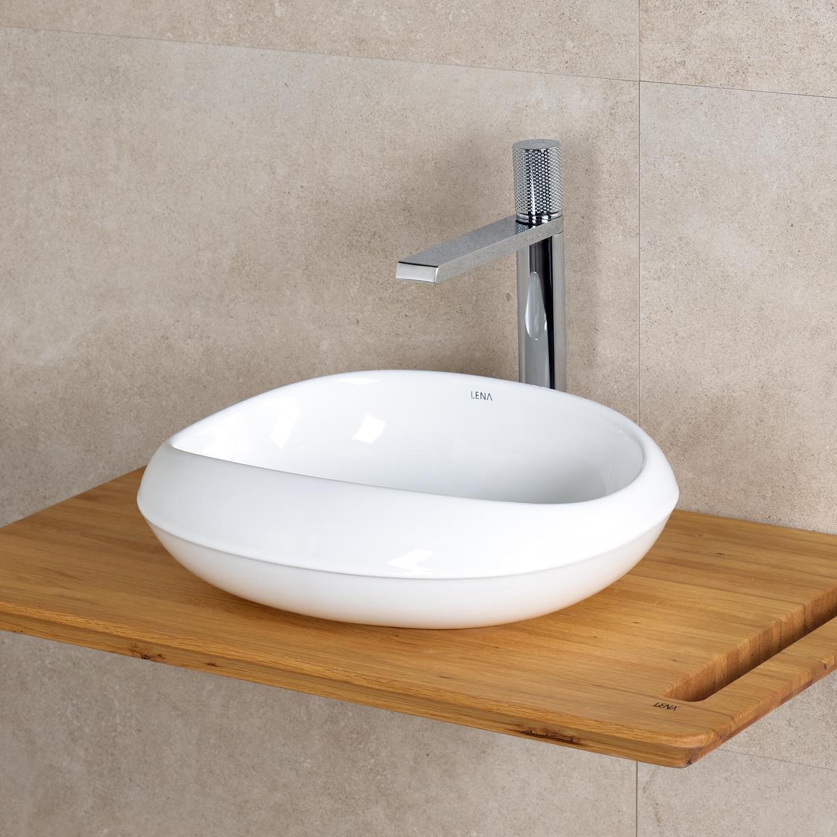 EY-4710 Tezgah Üstü Lavabo Parlak Beyaz