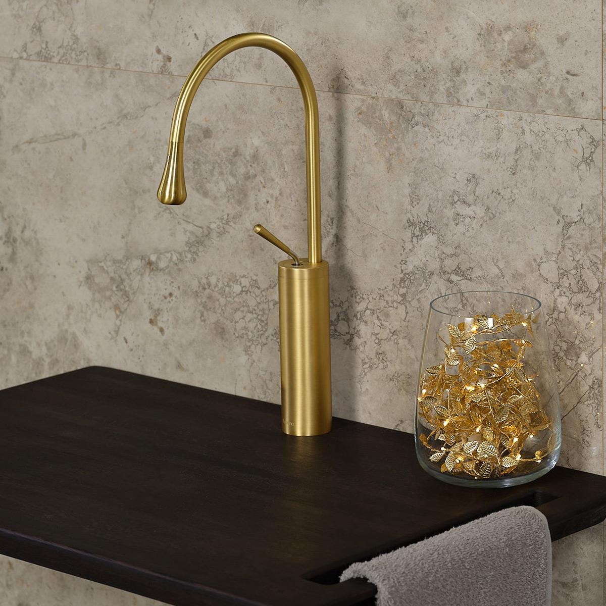 F-812SM Fırçalanmış Altın Lavabo Bataryası