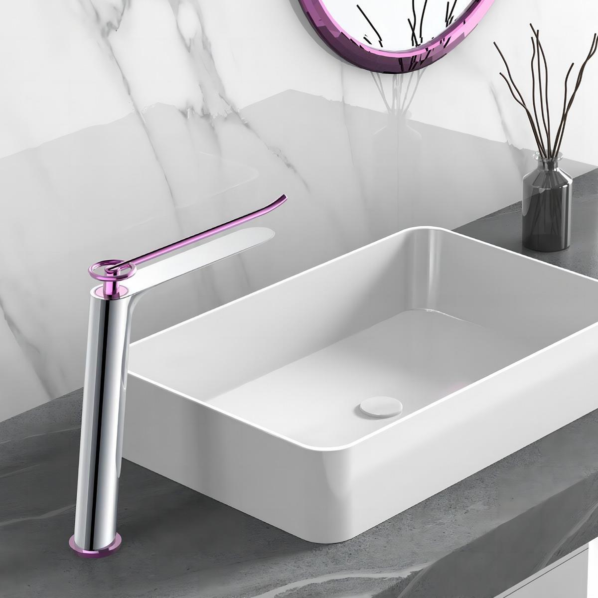 FA-5021P Krom & Mor Yüksek Lavabo Bataryası